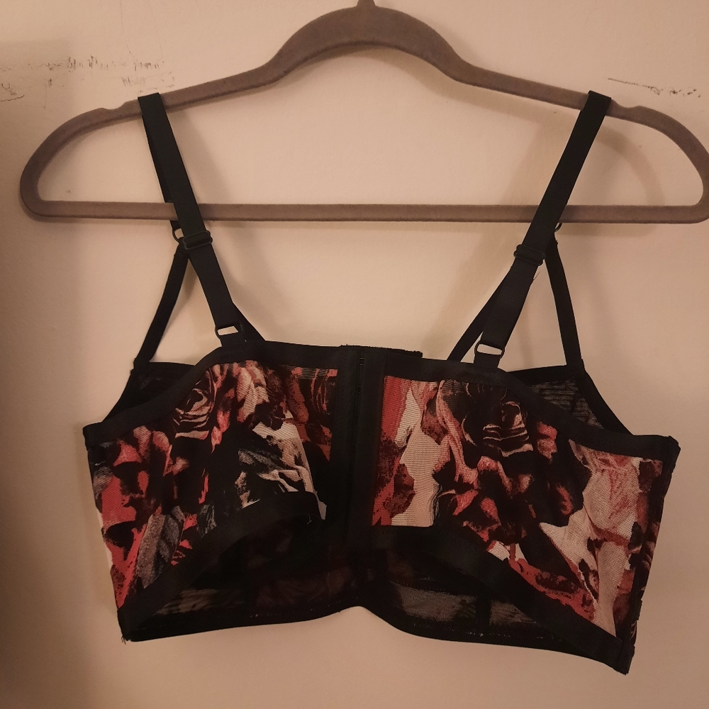 2/$22 Mesh Strappy Rose Unlined Underwire Longline Bralette - Picture 7 of 12